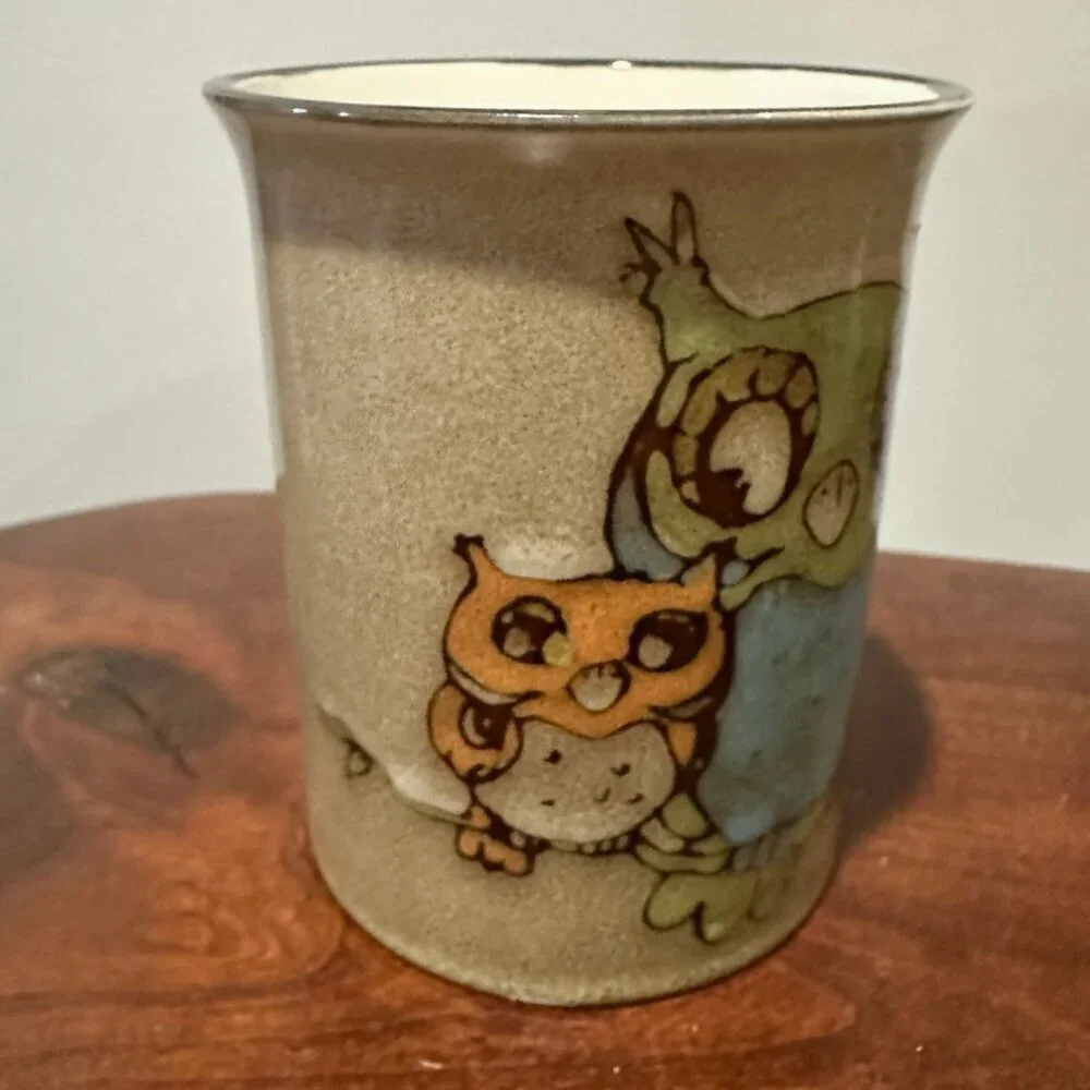Pier 1 Owl Buddy Stoneware Coffee Mug Brown 16 oz Cup Twee Cottagecore Gift